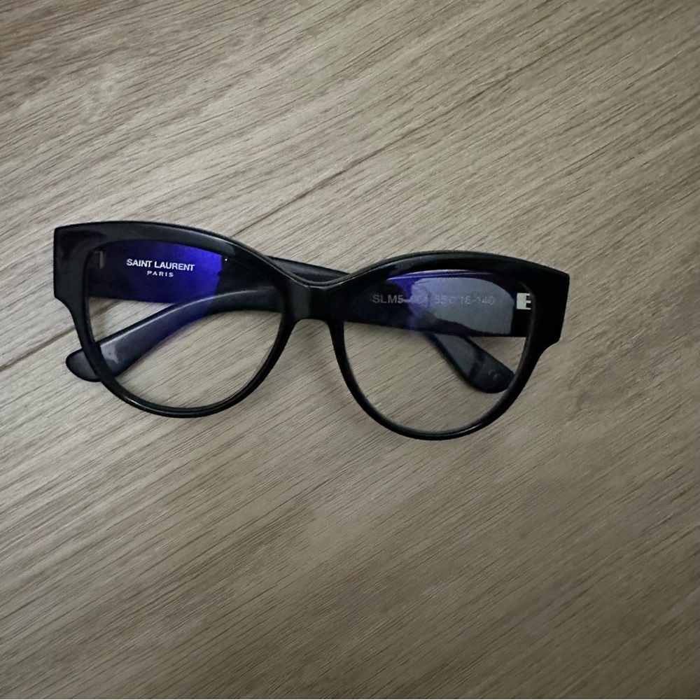 Saint Laurent Black Cat Eye Eyeglasses Frame YSL Designer RX Glasses